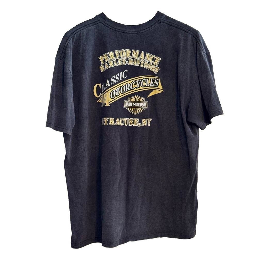 Harley-Davidson Classic Black Graphic Print T-Shirt Syracuse, NY Motorcycles 2x